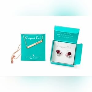 Origami Owl “Girlboss” Bar Necklace & Sparkling Stud Earring Set – Gift Ready!